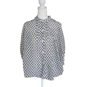 Emerson Fry Love Tomas Black White Organic Cotton Boxy Button Down Top OS